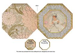 Blushing Bride Octagon Lace Picture Fold Card