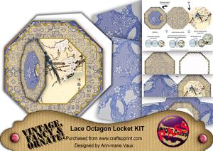 Oriental Blue Bird Octagon Lace 3D Locket Kit