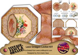 Mixed Floral Bouquet Octagon Lace 3D Locket Kit