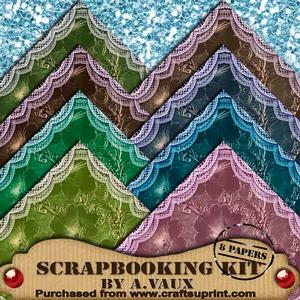 Lace Edge Floral Dark Scapbooking Paper Kit