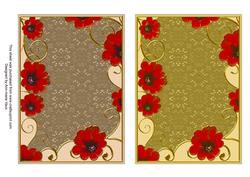 Beige and Olive Floral 7x5in Card Base Edger