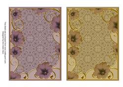 Purple and Beige Floral Lace 7x5in Card Base Edger