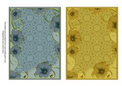Blue and Olive Lace Floral 7x5in Card Base Edger