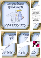 Congrats Grandparents Baby Boy Stork 6in Corner Stackers