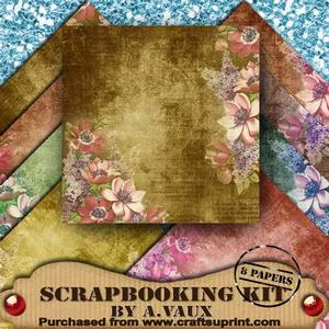 Floral Coloured Corners 8 Scrapbooking Papers Kit