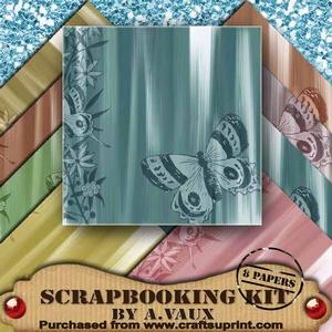 Painted Butterfly Border 8 Scrapbooking Papers Kit