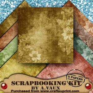 Vintage Tea Floral Corners 8 Scrapbooking Papers Kit