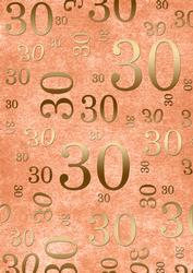 Peach and Gold 30th Birthday A4 Backing Paper