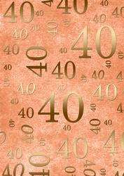 Peach and Gold 40th Birthday A4 Backing Paper