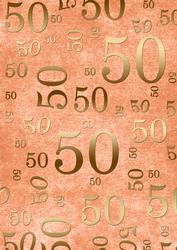 Peach and Gold 50th Birthday A4 Backing Paper