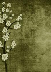 Vintage Oriental Olive Blossom A4 Backing Paper