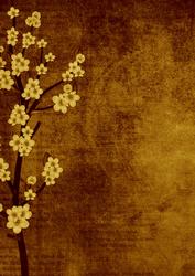 Vintage Oriental Dark Brown Blossom A4 Backing Paper