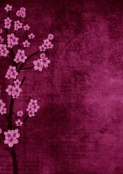 Vintage Oriental Dark Pink Blossom A4 Backing Paper