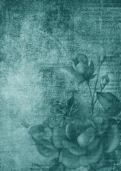 Vintage Tea Rose Deep Peacock A4 Backing Paper