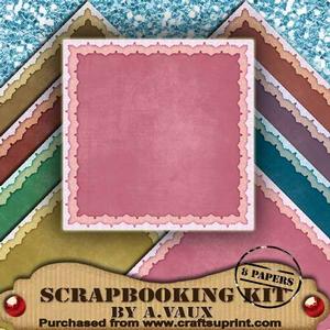 Lace Edge2 Vintage Tea 8 Scrapbooking Papers Kit