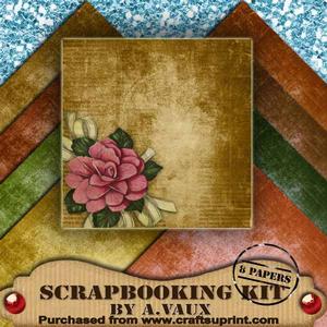 Rose Bow Colour Corner 8 Scrapbooking Papers Kit