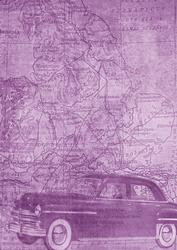Car Map Roadtrip Lilac A4 Backing Paper