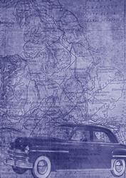 Car Map Roadtrip Blue A4 Backing Paper