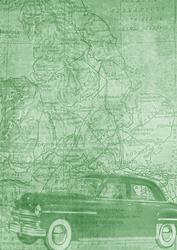 Car Map Roadtrip Mint A4 Backing Paper