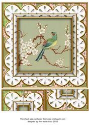 Oriental Green Bird 8in Picture Sheet