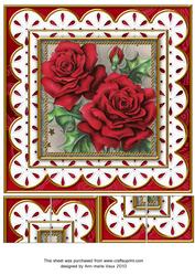 Red Roses Anglaise 8in Picture Topper Sheet