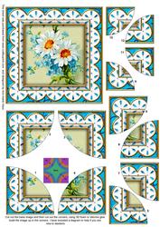Blue Daisies Anglaise 5in Quad Round Corner Stacker