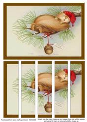 Christmas Dormouse with Present Card Front and Panels