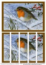 Christmas Robins Berries Card Front and Panels