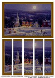 Moonlit Christmas Town Card Front and Panels