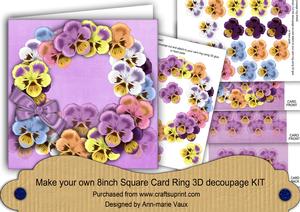 Multi Pansies 8in Decoupage 3D Ring Card Kit