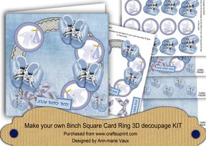 Baby Boy 8in Decoupage 3D Ring Card Kit