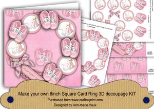 Baby Girl 8in Decoupage 3D Ring Card Kit