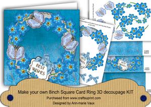 Butterfly Forget-me-knots 8in Decoupage 3D Ring Card Kit
