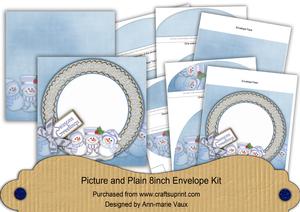 Blue Snowmen 8in Square Envelope Kit