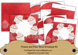 Red and White Cupcakes 8in Square Envelope Kit