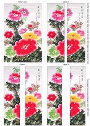 Oriental Colurful Peonies 2 Side Stacker Card Toppers