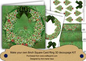 Christmas Trees 8in Decoupage 3D Ring Card Kit