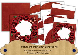 Red Rose Butterfly 8in Square Envelope Kit