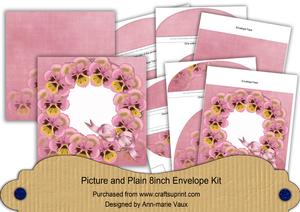 Pink Pansies 8in Square Envelope Kit