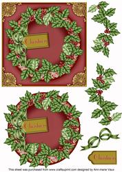 Christmas Red Holly Decoupage 3D Ring Sheet