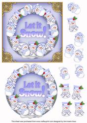 Blue Snowmen Let It Snow! Decoupage 3D Ring Sheet