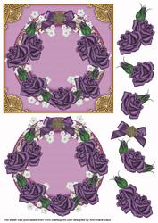 Purple Roses Plain Decoupage 3D Ring Sheet