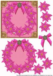 Pink Poinsettias Plain Decoupage 3D Ring Sheet