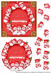 Red Snowmen Let It Snow! Decoupage 3D Ring Sheet