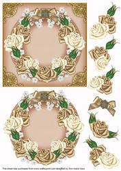 Coffee and Cream Roses Plain Decoupage 3D Ring Sheet
