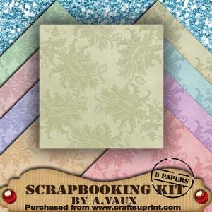 Pale Pastel Leaf 8 Scrapbooking Papers Kit