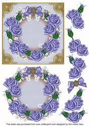 Blue Roses Plain Decoupage 3D Ring Sheet