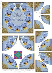 Blue Pansies Best Wishes Ring 5in Round Corner Stacker