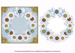 Pale Blue Daisies 3D Ring Shaker Frame