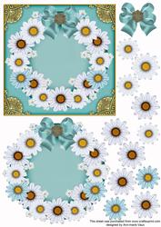 Aqua Daisies Plain Decoupage 3D Ring Sheet